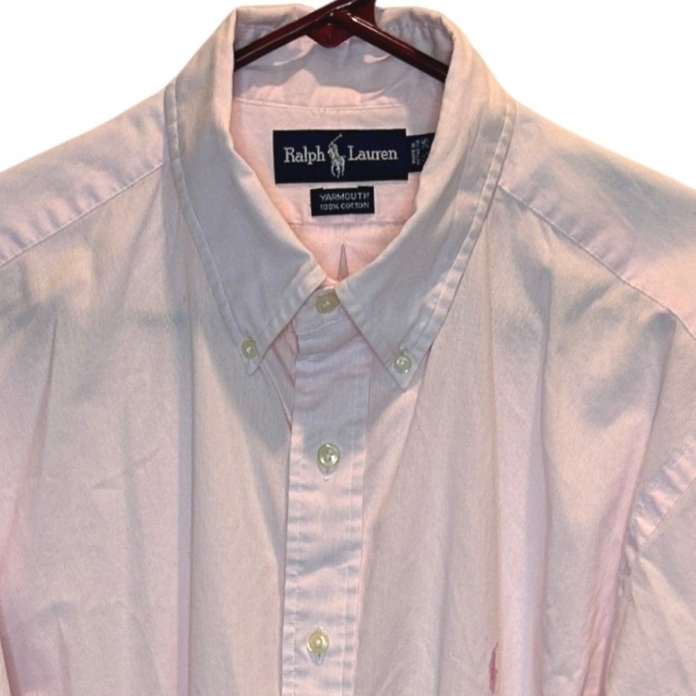 Ralph Lauren Yarmouth Shirt 16.5 35 Mens Pink Pinstripe Cotton Button Down